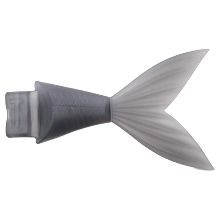 Madotachi Spare Tail (Gimikin) is a gray, flexible fishing lure tail with a textured body and detailed fin designed for use with fishing tackle to enhance lure action.
