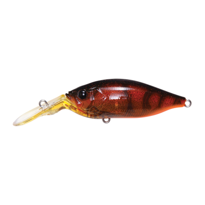 Megabass Deep-X 100 LBO fishing lure with a deep-diving lip, featuring a sleek dark red and orange body designed for realistic movement in water for effective fishing tackle use.