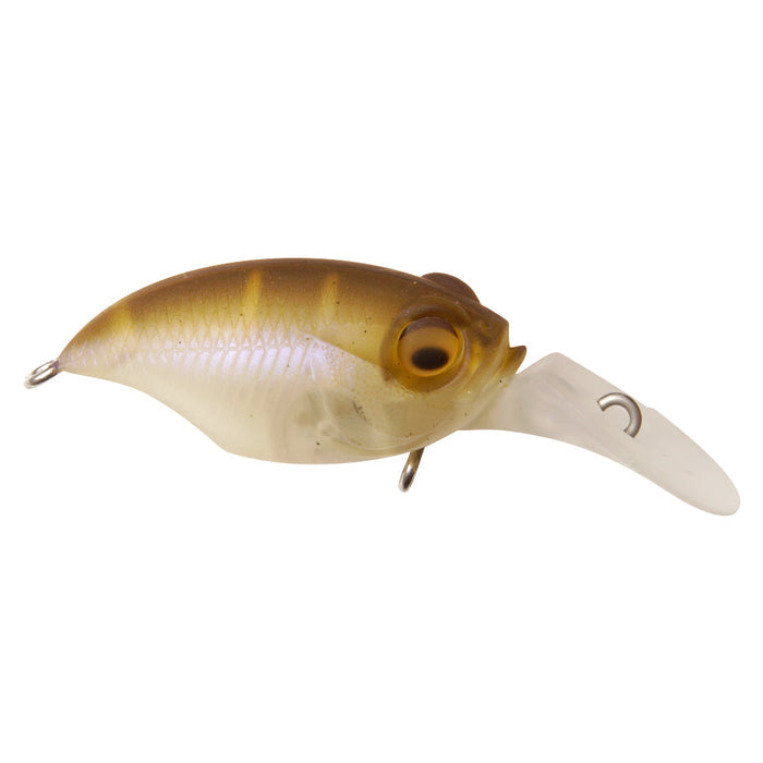 Megabass Griffon MR-X BFS fishing lure with a translucent brown and beige body, detailed eye, and a clear elongated diving lip for effective fishing tackle use.