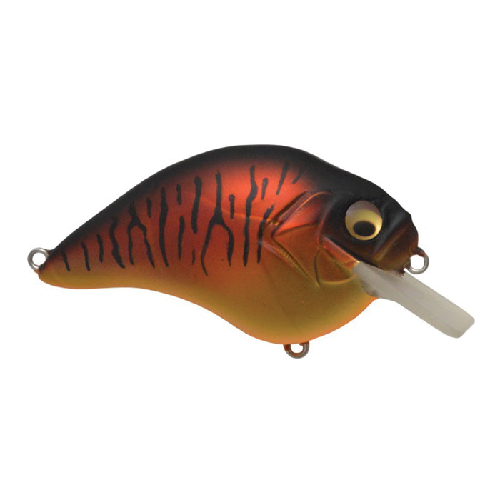 Megabass S-Crank 1.5 fishing lure designed with a deep-diving lip and detailed tiger-striped orange and black body, ideal for musky and freshwater fishing.