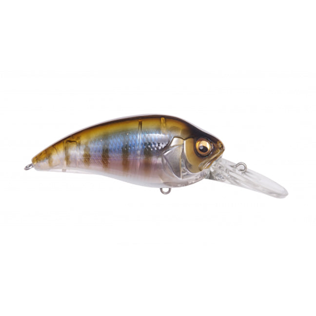 Megabass Super-Z Z2 fishing lure with realistic blue and brown pattern, clear diving lip, designed for effective freshwater fishing tackle use.