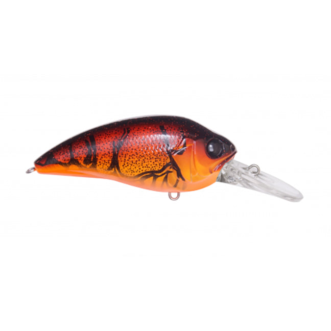 Megabass Super-Z Z2 fishing lure in orange and dark red with detailed scale pattern and a clear diving lip designed for attracting musky and other game fish.