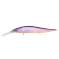 Megabass Vision 110+2 Jr. fishing lure in purple and orange hues with a long white diving lip, detailed eyes, and streamlined body designed for effective fishing tackle.