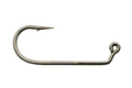 MFC 60 Degree 3XL Jig Hook shown in close-up, featuring a sharp, curved point with a barb, a wide gap, and an eyelet for attaching fishing tackle.