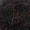 Close-up view of MFC UV Spicy Squirrel Dubbing, showing fine dark fibers mixed with subtle red and blue strands used for fly fishing tackle and lure crafting.