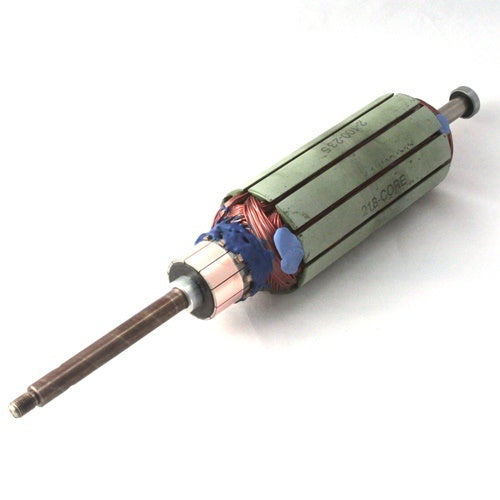 Minn Kota ARM ASM 36V 4"101# EM WW2(N/A) P/N: 92-100-235 electric motor armature with copper windings and metal shaft displayed on a white background.
