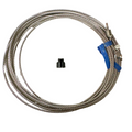 Minn Kota CABLE RPLCMNT KT,8',3 STG(N/A) P/N: 2887503 is a replacement steel cable coiled with metal connectors and a small black plastic component, designed for fishing tackle and marine electronics use.