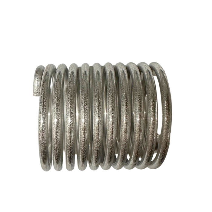 Minn Kota SPRING-TORSION, WRAP DRUM P/N: 2372746 is a coiled metal torsion spring designed for use in fishing tackle equipment, featuring a durable silver finish.