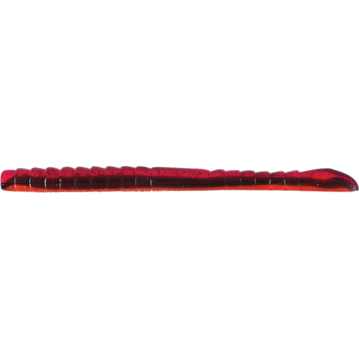 Missile Baits & Roboworm 4" Mini Magic Worm fishing lure in reddish color with segmented body and ribbed texture designed for fishing tackle use.