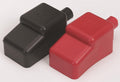 Moeller Battery Terminal Covers 099078-10 shown in black and red, designed to protect battery terminals from corrosion and accidental short circuits.