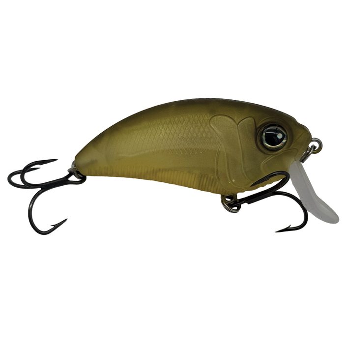 Monsterbass Super Freak fishing lure in translucent olive green with detailed fish scale texture, large eye, and two sharp treble hooks designed for effective fishing tackle use.