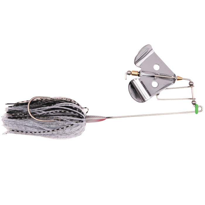 Fishing lure with a metal hook on a white background