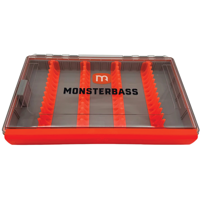 Monsterbass tackle box with Orange and gray design on a white background