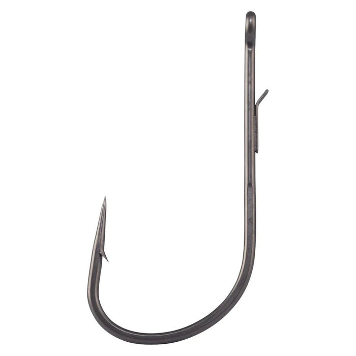 Mustad Alpha Point Series Alpha-Grip Flipping Hook showing a strong, sharp metal fishing hook with a barbed point and an offset eye for secure rigging in fishing tackle.