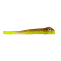 Soft plastic fishing lure in green and brown gradient with a detailed eye, designed for musky fishing, named NetBait BaitFuel Infused The Drifter.