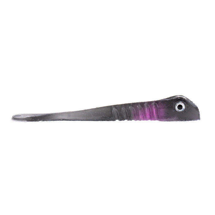 NetBait BaitFuel Infused The Drifter soft fishing lure in dark gray and purple with a realistic eye detail, designed for effective fishing tackle use.