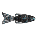 Netbaits Hextek 4" Bull Bream soft plastic fishing lure with black and blue fleck finish ribbed body and split paddle tail for musky fishing tackle