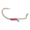 Nishine Lure Works DS Trailer Keeper Drop Shot Hook featuring a sharp curved metal hook with a red keeper sleeve and a wire loop for attaching fishing tackle.