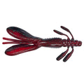 Nories 3" Escape Chibi Twin Creature Bait in dark red with blue flecks, featuring segmented body and multiple appendages designed as a fishing lure for freshwater fishing tackle.