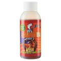 Bottle of Nories Bite Liquid USA fishing attractant with red label featuring an American flag background, a fisherman holding a trophy, and text highlighting its effectiveness on all types of bass.