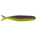 Northland Eye-Candy Shiner soft fishing lure in green and purple with a shad-style body, designed for effective fishing tackle use targeting musky and other game fish.