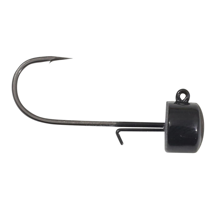 Close-up image of a Northland Fishing Tackle Elite Series Nedster Jig Head featuring a sharp black hook attached to a weighted rounded head designed for fishing tackle use.