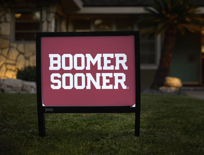 Oklahoma Boomer Sooner Wordmark Crimson Yardsy Sign - Hero