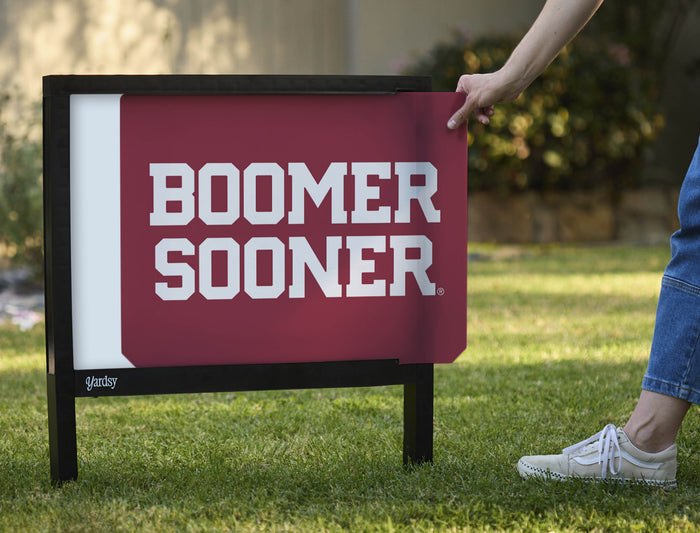 Oklahoma Boomer Sooner Wordmark Crimson Yardsy Sign - Interchangeable
