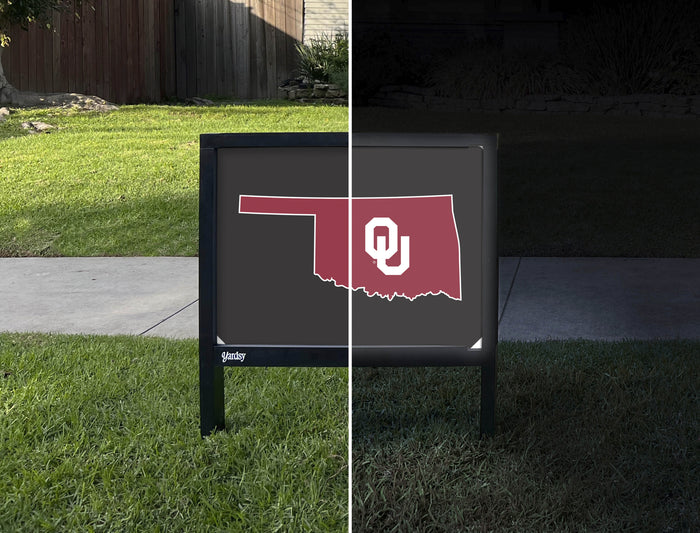 Oklahoma State Mark Black Yardsy Sign - Day Night