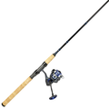Okuma Veros Inshore - Spinning Combo featuring a lightweight cork handle, black rod blank with blue accents, and a matching blue and black spinning reel designed for inshore fishing.