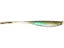 Optimum Victory Tail Soft Jerkbait showing detailed body design with green and yellow pattern, designed for musky fishing, displayed on wooden surface.