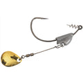 Owner Flashy Swimmer Colorado Blade fishing lure featuring a sharp hook, weighted lead head, and a shiny gold Colorado-style blade for attracting fish in freshwater fishing tackle.