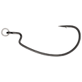 Owner Ringed AP Softbait Hooks shown as a single black curved fishing hook with a ring eye, designed for secure and effective fishing tackle use.