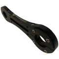 Precision Sonar Stabilizer Bracket for Humminbird 360 on Minn Kota Ultrex, black durable metal bracket with mounting holes and engraved branding for marine electronics stability.