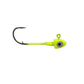 Pulse Fish Lures Swimbait Head features a bright yellow lightweight head with a realistic black and white eye, attached to a sharp black fishing hook designed for effective fishing tackle use.