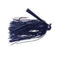 Queen Tackle Tungsten Football Jig in black with blue flecks, featuring a weighted football-shaped head and flexible skirt designed for fishing tackle applications.