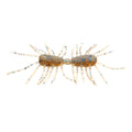 RAID Japan Micro 2Way fishing lure designed to mimic a small aquatic creature with segmented body and multiple translucent legs, featuring blue speckles for added realism.