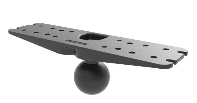 RAM® Large Marine Electronics Ball Adapter - D Size Part#: RAM-D-111BU with a black mounting plate featuring multiple holes and a durable round ball base designed for secure attachment of marine electronics.