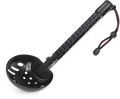 Rapala Compact Mega Scoop fishing tackle tool with a black ergonomic handle and wide scoop head featuring drainage holes and a lanyard for secure handling.