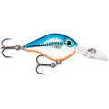 Rapala Ultra-Light Crank fishing lure with blue and silver body, textured scale design, realistic eye, and two sharp treble hooks for effective fishing tackle use.