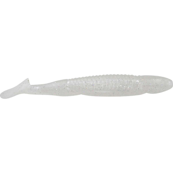 Reaction Innovations Skinny Dipper fishing lure in translucent white with subtle sparkles, designed to mimic a small baitfish for effective fishing tackle use.