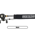 Fishing rod equipped with a black Rod Glove Tournament Neoprene - Casting cover, designed to protect the rod and reel during transport and storage.
