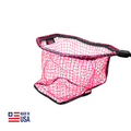 RS Nets Platinum Small Jaw Net features a durable black frame with a bright pink mesh net designed for easy catch and release, ideal for fishing tackle use.