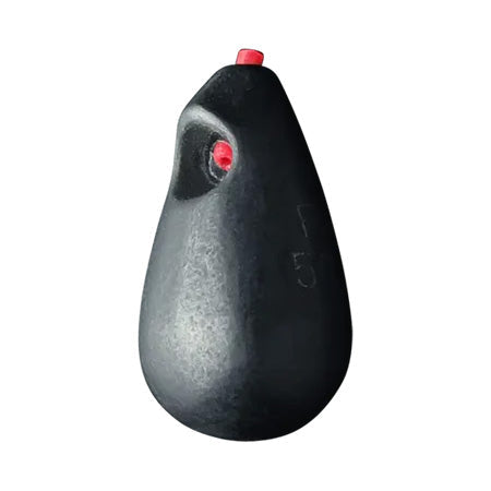 Ryugi Black Beans TG Tungsten Sliding Weight in black with red accents, designed for precision fishing tackle applications and smooth sliding on fishing lines.
