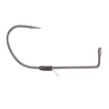 Ryugi Hover Shot Hook fishing hook featuring a sharp, curved point and a weighted shank with a small wire keeper for securing soft baits or lures.