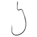 Single metallic fishing hook with a sharp point and an offset wide gap design, labeled as Ryugi LT Offset Wide Gap Hook, ideal for fishing tackle and lure applications.