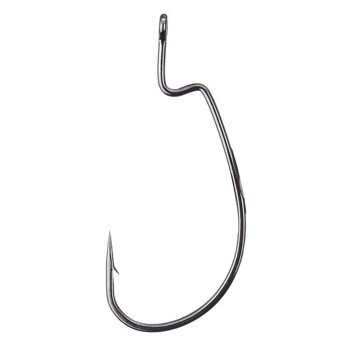Single metallic fishing hook with a sharp point and an offset wide gap design, labeled as Ryugi LT Offset Wide Gap Hook, ideal for fishing tackle and lure applications.