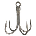 Close-up of a Ryugi Pierce Quad Swivel Eye Treble Hook made of metal with four sharp curved hooks attached to a central swivel eye, designed for fishing tackle use.