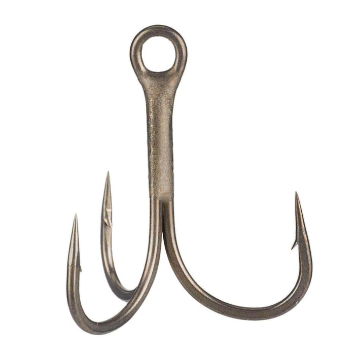 Ryugi Pierce Treble Hook featuring three sharp, curved metal hooks connected to a single eyelet, designed for effective fishing tackle and lure use.