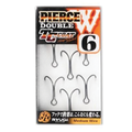 Ryugi Pierce W TC Coated Hook pack displaying five sharp, medium wire double fishing hooks designed for musky and ice fishing.
